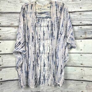 Maurices Sheer Kimono Cardigan Blue White 0X 1X